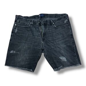 GAP Men’s Washed Black Distressed Denim Shorts